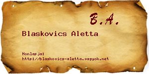 Blaskovics Aletta névjegykártya